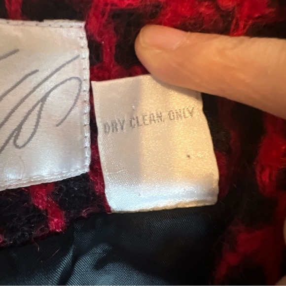 Vintage Lord & Taylor Houndstooth Tweed Blazer Red Black Wool Mohair Sz 10 - Picture 10 of 14